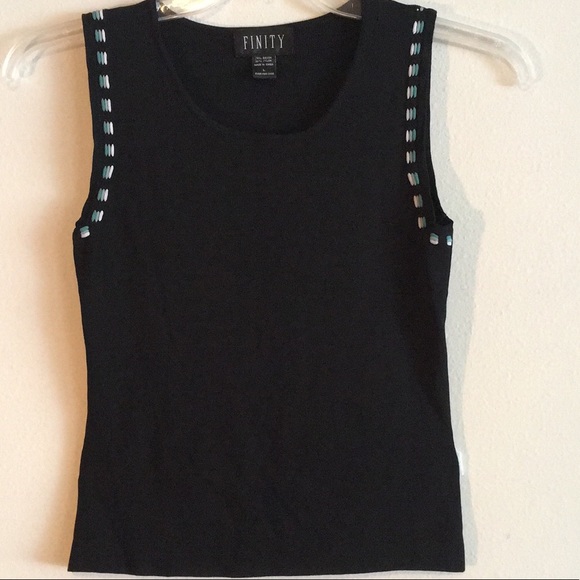 finity Tops - STRECH EMBROIDERED CAMISOLE TANK TOP STRIPED CAMI